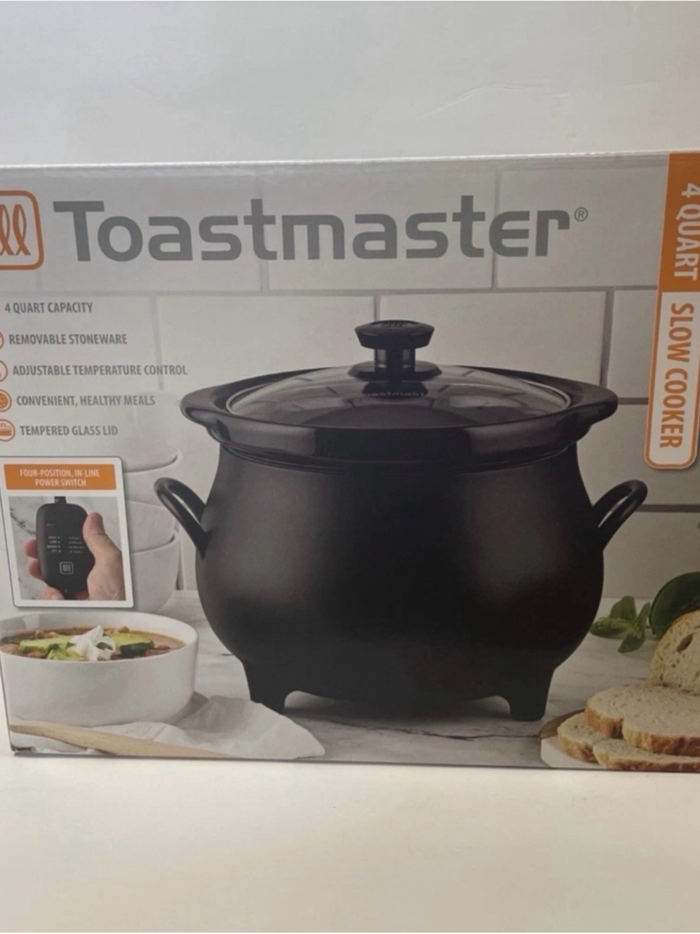 Black 4-Quart Slow Cooker